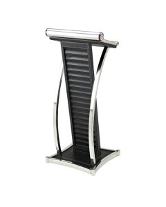 Bục phát biểu thân bọc da viền inox trắng