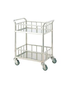 Xe đẩy inox trắng 2 tầng