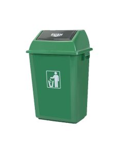 Thùng rác nhựa nắp đẩy màu xanh lá 58L