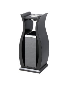 Thùng rác thép phun sơn đen gạt tàn inox trắng