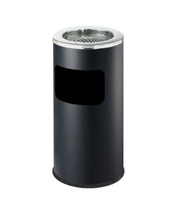 Thùng rác sơn đen có gạt tàn Ø30