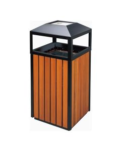 Thùng rác gỗ ngoài trời có gạt tàn thuốc