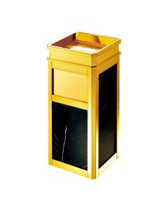 Thùng đựng rác đá hoa cương màu đen có gạt tàn thuốc