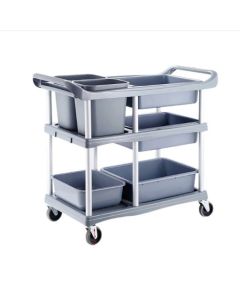 Xe đẩy dọn bàn nhựa khung nhôm có khay 