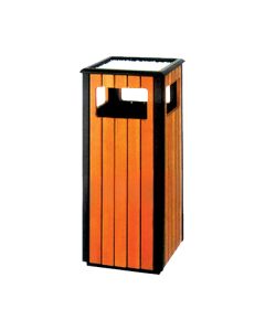 Thùng đựng rác bằng gỗ có gạt tàn thuốc lá