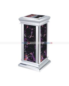 Thùng rác inox trắng giả đá có gạt tàn