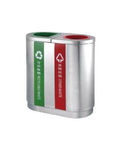 Thùng phân loại rác 2 ngăn inox