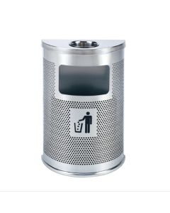 thùng rác inox bán nguyệt có khay gạt tàn thuốc