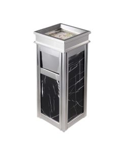 Thùng rác inox trắng đá đen