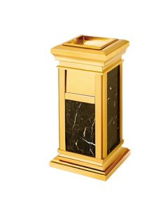 Thùng rác inox vàng đá hoa cương đen