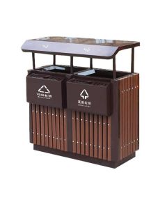Thùng rác đôi bằng thép có mái che