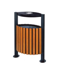 Thùng rác gỗ công cộng có gạt tàn