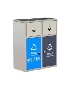Thùng rác inox 2 ngăn cửa đẩy