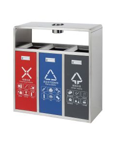 Thùng rác inox 3 ngăn có gạt tàn
