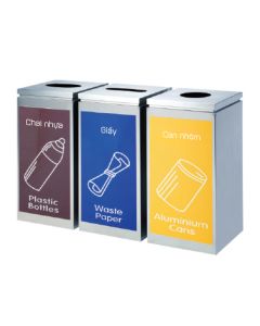 Thùng phân loại rác 3 ngăn inox