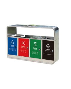 Thùng rác inox 4 ngăn có gạt tàn