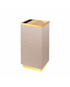 Thùng rác inox vàng bọc giả da