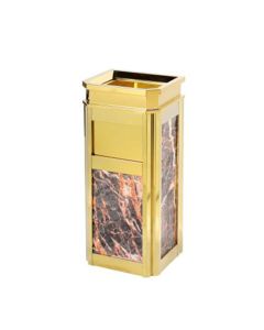 Thùng rác inox vàng đá hoa cương vân đỏ