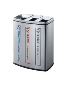 Thùng rác inox 3 ngăn nắp hở
