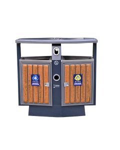 Thùng rác ngoài trời giả gỗ có mái che