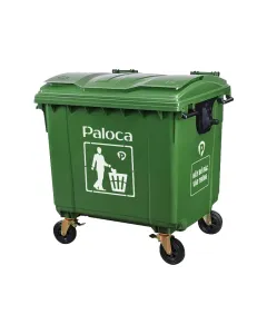 Thùng rác nhựa 1100L Paloca màu xanh lá