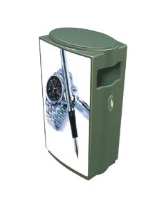 Thùng rác bằng thép có biển quảng cáo