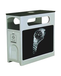 Thùng rác quảng cáo có gạt tàn bằng inox