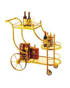 Xe đẩy phục vụ rượu inox mạ vàng