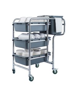 xe đẩy thu dọn bàn ăn bằng inox