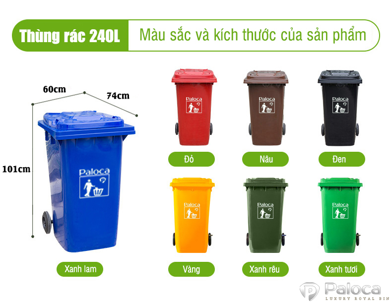 Các loại thùng rác 240L cao cấp giá rẻ