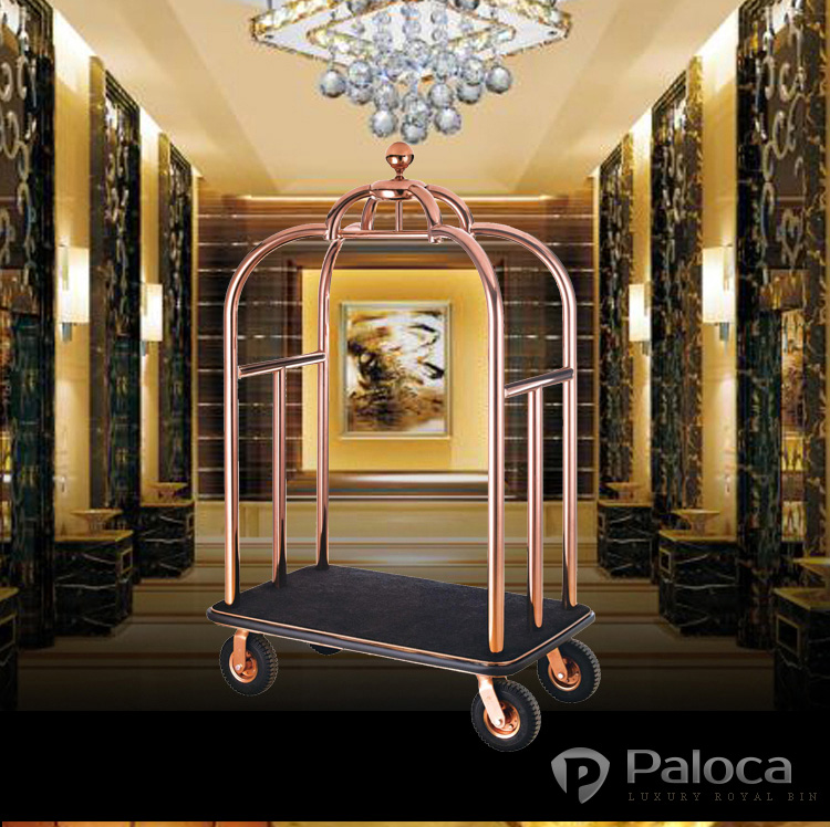 Xe chở hành lý khách sạn bằng inox mạ vàng giá rẻ