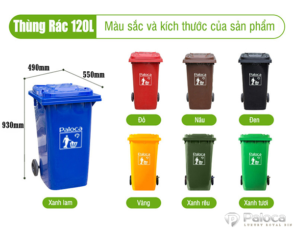 Thùng rác nhựa Paloca có màu sắc đa dạng
