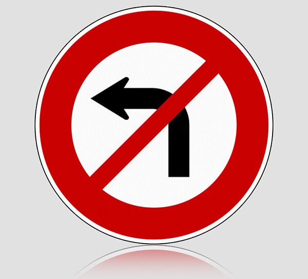 Biển báo giao thông cấm rẽ trái thiết kế đơn giản