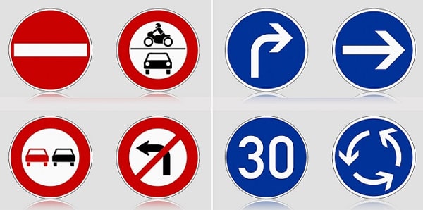 Biển báo giao thông hình tròn dùng để cấm hoặc để chỉ dẫn