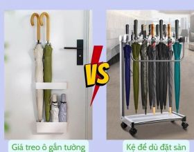 Giá treo ô gắn tường và kệ để ô đặt sàn: So sánh và chọn mua