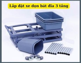 Lắp đặt xe dọn bát đĩa 3 tầng nhanh chóng chỉ với 10 phút