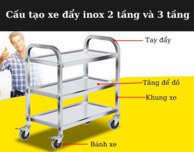 Cấu tạo xe đẩy inox 2 tầng và 3 tầng: Đơn giản nhưng hữu ích