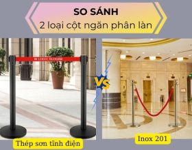 Cột ngăn phân làn inox và thép sơn tĩnh điện: Loại nào bền hơn?