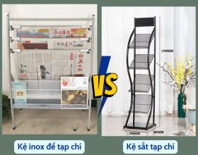 Giá để tạp chí khách sạn bằng inox và sắt: Loại nào sang trọng hơn?