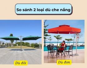 Quán cafe nên sử dụng dù đơn hay dù đôi che nắng ngoài trời?