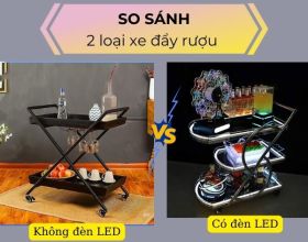 So sánh xe đẩy rượu có đèn LED và loại không có đèn