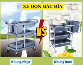 Lựa chọn của nhà hàng: Xe dọn bát đĩa khung nhựa hay khung inox?