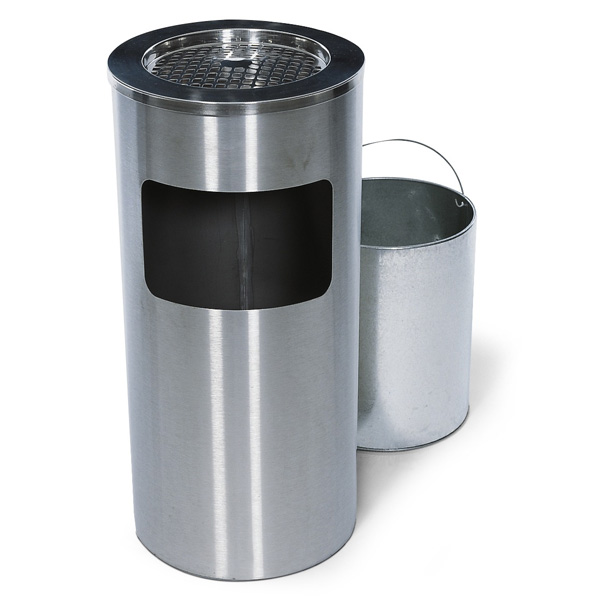Thùng rác inox có gạt tàn thuốc lá