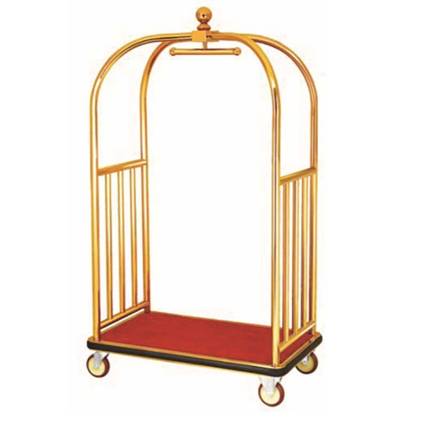 Xe đẩy hành lý nhà khách bằng inox mạ vàng cao cấp D11-A