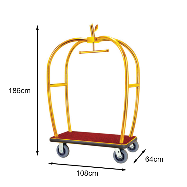 Xe đẩy hành lý khách sạn inox mạ vàng cao cấp D-15