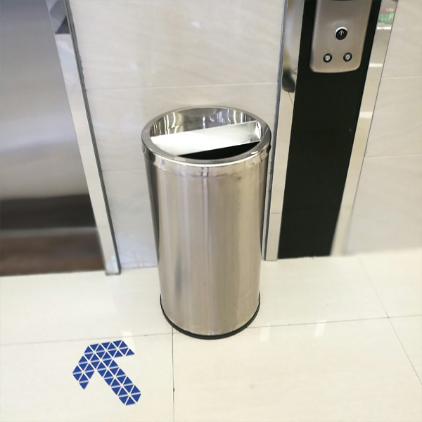 Thùng rác inox tròn công cộng có gạt tàn