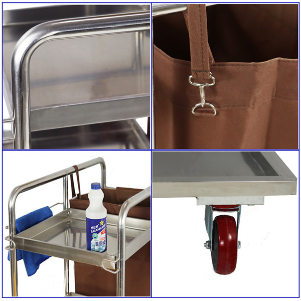 Xe dọn vệ sinh ba tầng bằng inox