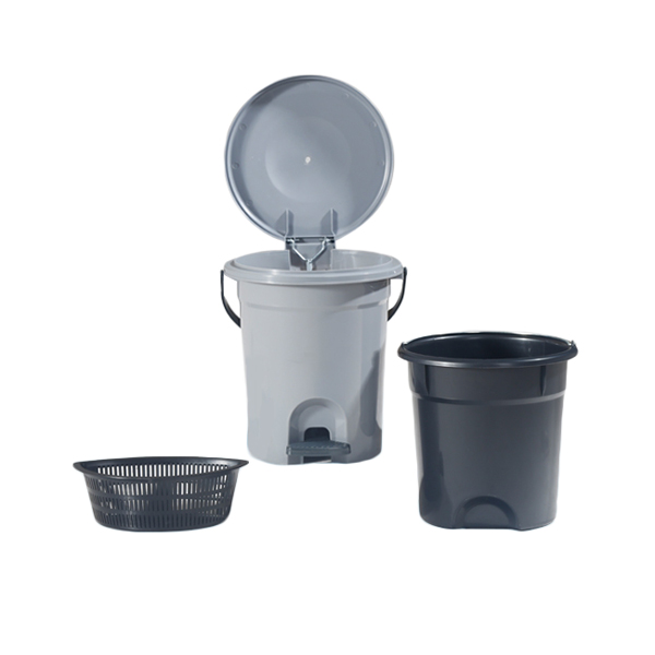 Thùng rác nhựa tròn bàn đạp chân có giỏ rác