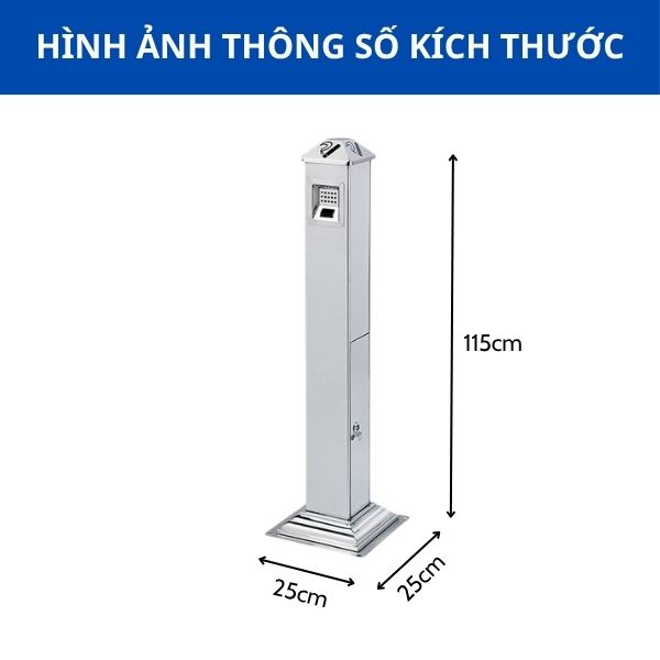 Tham khảo kích thước trụ gạt tàn vuông