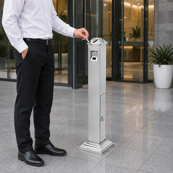 Bỏ tàn thuốc vào cây gạt tàn inox